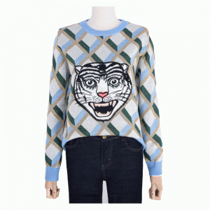 Neue Ankunft Tiger Head Jacquard Tops Damen Winter Herbst Pullover Pullover