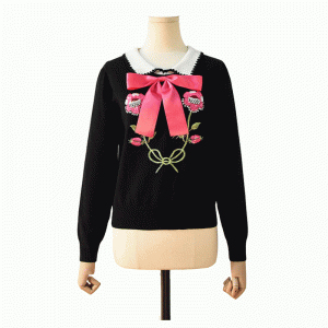 Damenbekleidung Benutzerdefinierte Blumenstickerei Pullover Strickpullis