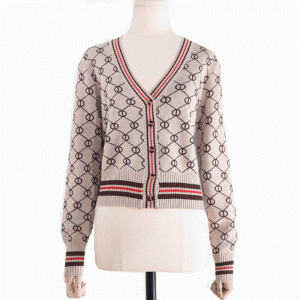 100% Polyester Finshnet Jacquard Cardigan Sweater für Damen