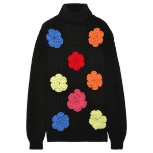 Woll Rollkragen handgemachte Blume Frauen Pullover Winter Pullover Pullover